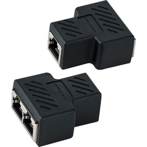 FLITI RJ45 Coupler [2 Pack], RJ45 Splitter Connectors, Adapter 1 to 2 Ethernet Splitter Double Socket, Ethernet LAN Cable Extension, RJ45 1 Female to 2 Female (Black) (1/4)