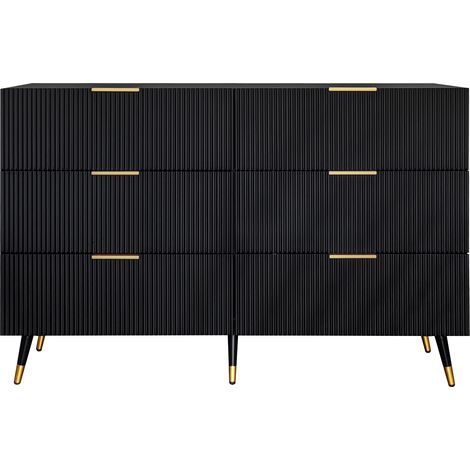 ELVMI Madia con 6 Cassetti, Maniglie e Gambe Dorate per Soggiorno in Pannello di Particelle 120×40×77 cm (1/4)
