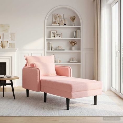 vidaXL Grande méridienne Rose Bouclé (1/5)