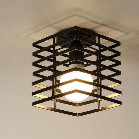Vintage industrial rectangular metal cage ceiling light, retro loft office cafe ceiling light, decorative lighting (1/4)