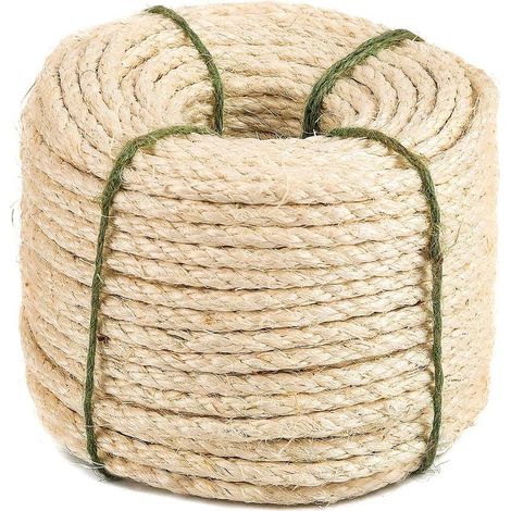 Corde en sisal naturel, corde en sisal pour griffoir, corde en sisal multi-usage, bricolage et échangeable, une partie pour griffoir, 30m, 8mm (avec une boule) (1/5)