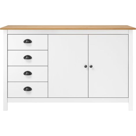 GBLY Sideboard Hill Weiß 130x40x80 cm Massivholz Kiefer (1/4)