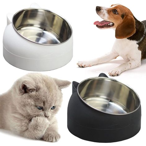 Gamelle chat lot 2 - Forme tête chat - 200ml - Antidérapant - Inox - Surélevée - Rampe amovible (1/5)