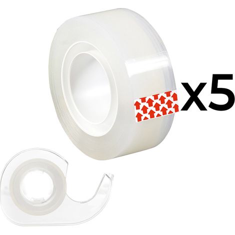 Set di 5 rotoli di nastro adesivo trasparente (15mm x 10m) + 1 dispensatore Edm