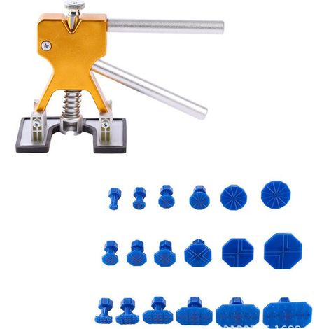Kit per la riparazione di ammaccature senza verniciatura per auto, set per la riparazione di ammaccature, estrattore per ammaccature dorato con 18 estrattori per riparare veicoli e altre superfici met (1/5)