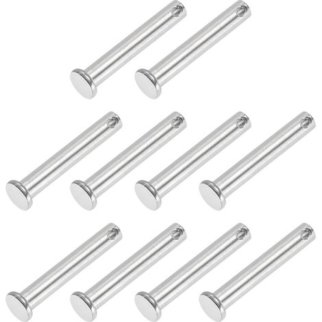 8 x 50 mm Broches à œil unique, trou unique, 10 pièces, broche à tête plate en acier inoxydable 304 pour système de verrouillage de broche d'attelage, charnières, argent (1/5)