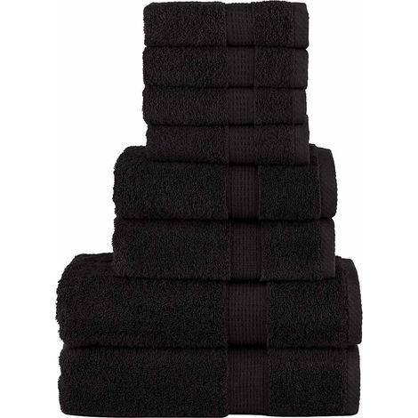 8 tlg. Premium-Handtuch-Set SOLUND Schwarz 600 g/m² (1/5)