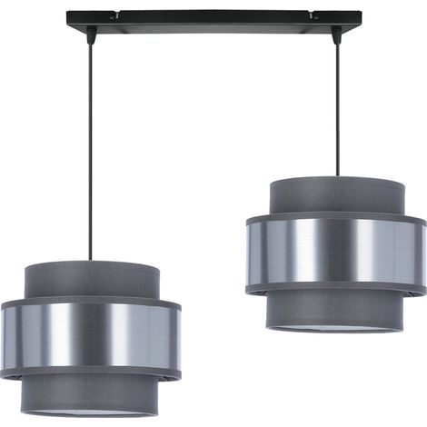Suspension noire abat-jour gris 2xE27 Hare Candellux (1/2)