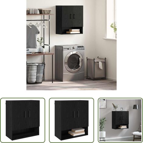 vidaXL Wandmontage -  Wandschrank Schwarz Eichen-Optik 60 x 31 x 70 cm Holzwerkstoff (1/5)