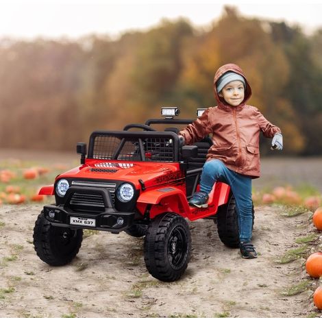 Elektrisches Kinderauto 109x67x68,5 cm aus Kunststoff, Rot, 12 V, mit Fernbedienung – MEUBLIV (1/5)