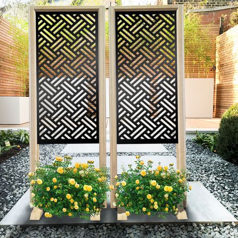 FILOTTO - Paravent modulable - 70x190 cm - en bois et PVC - Couleur : noir