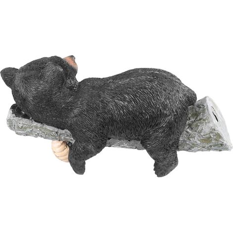 Niedliche schwarze Bärenfigur aus Kunstharz, geeignet für Garten- und Terrassendekoration, 509 Gramm