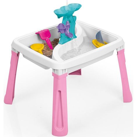 Table de sable et d'eau Dolu + accessoires Rose/Blanc (1/5)