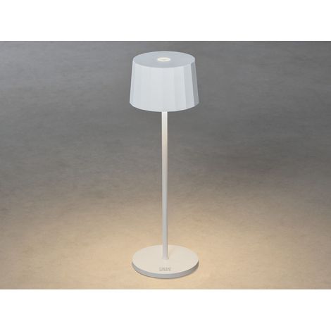 Wiederaufladbare LED Outdoor Tischleuchte POSITANO dimmbar in Weiß, Höhe 35cm (1/5)