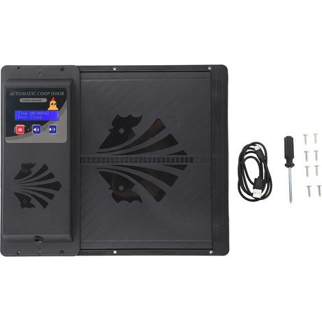 Porte de poulailler automatique USB avec ouverture horizontale et minuterie noir (1/5)