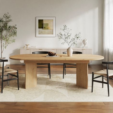 MEUBLIV Table à manger extensible 160/200 x 90 cm chêne – 6 à 8 personnes, 2 colis (1/5)