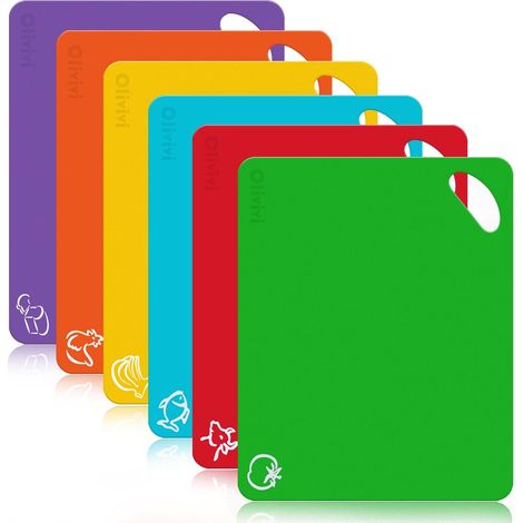 Juego De Tablas De Cortar Con Código De Colores MINKUROW, Tablas De Cocina De Plástico Antibacteriano Sin Bpa, Aptas Para Lavavajillas, Tablas De Desayuno, Tablas De Cortar, 31x38cm (1/4)