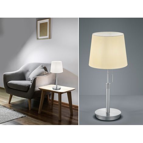 Tischleuchte LYON Silber mit Stoffschirm Weiß, Höhe 45-56cm verstellbar (1/5)