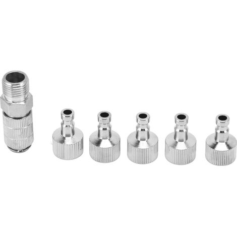 Kit de 6 adaptateurs pour aérographe en acier inoxydable avec raccords à dégagement rapide et connecteurs. (1/5)