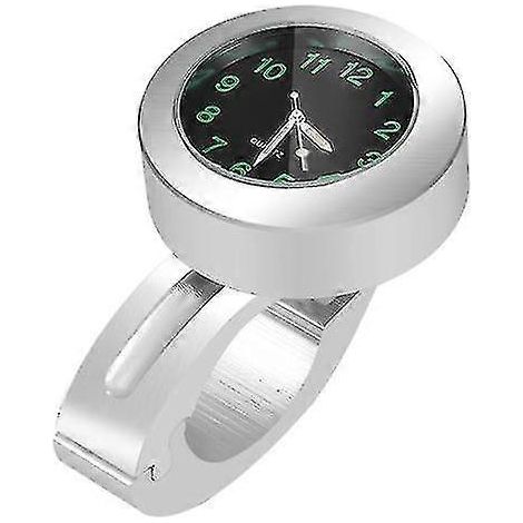 Horloge lumineuse étanche en aluminium pour guidon de moto, compatible avec vélos et scooters. Accessoire moto.-Silver (1/2)