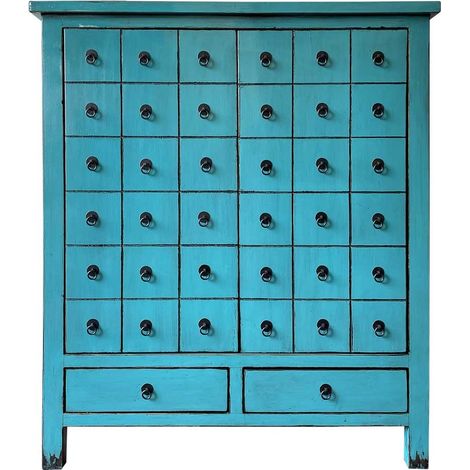 Armario de madera artesanal azul 102x42x120h cm (1/5)