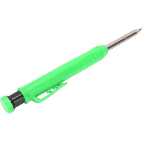 Crayon de menuisier mécanique avec taille-crayon, porte-mine de charpentier pour trous profonds, marquage bois métal plastique, vert (1/5)