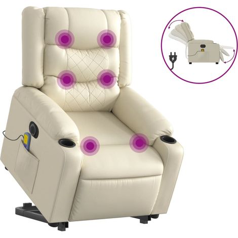Maison Exclusive - Poltrona Alzapersona Elettrica Reclinabile Crema in Similpelle