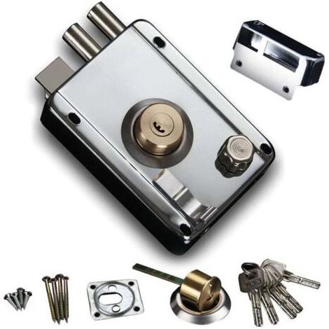Serrure de Porte Extérieure de sécurité Anti-vol Gauche Serrure de Porte Ouverte avec 5 Clés pour Dortoir à la Maison (1/5)