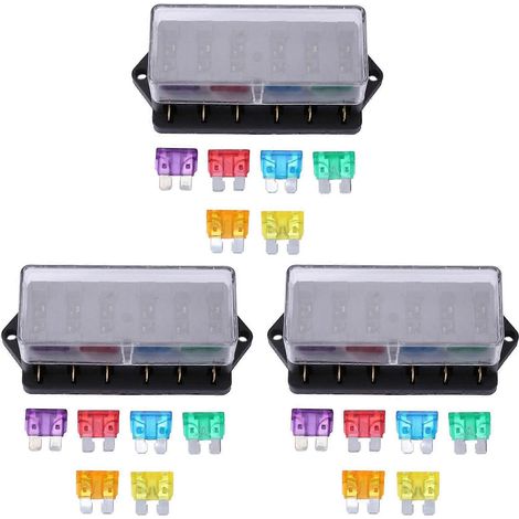 Compatible avec 3 porte-fusibles à 6 broches, boîte à fusibles à lames pour circuit automobile + fusible gratuit (1/5)