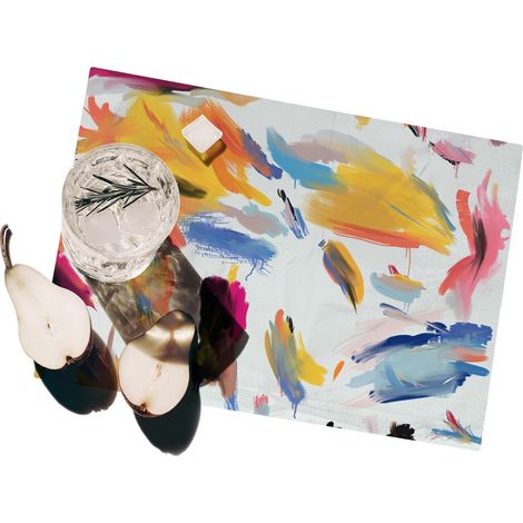 Set 2 tovagliette americane colorate plastificate lavabili Pennellate