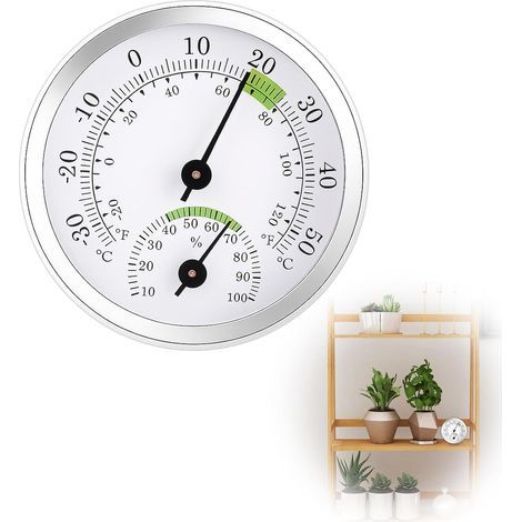 Analog Thermometer Hygrometer 5.8cm Battery-Free for Home, Office, Greenhouse (1/5)