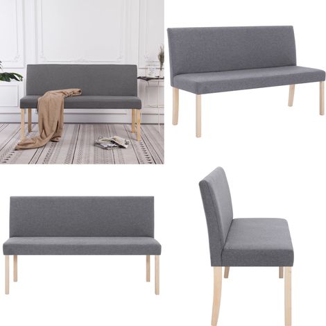 Sitzbank 139,5 cm Hellgrau Polyester - Wohnzimmerbank - Flurbank - Holzbank - Grau Sofa - Polstersofa - Home & Living (1/5)