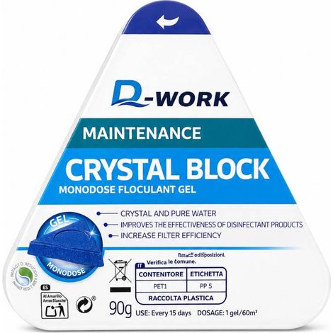 Floculant Gel pour Piscine Crystalblock Monodose - 1 Sachet 90 g - Traitement Piscine Efficace - D-Work