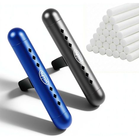2-Piece Car Fragrance Diffuser with 26 Scented Sticks, Car Air Freshener Ventilation, Aluminium Diffuser, 6 Fragrances, Eliminates Odours, Stylish Car Accessory (Blue (1/5)