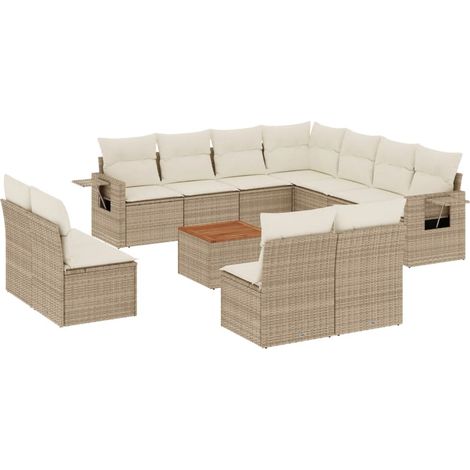 Maison Exclusive - 12-tlg. Garten-Sofagarnitur mit Kissen Beige P (1/5)