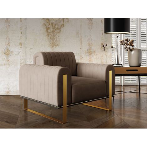 Sessel Designersessel VALERIE in Stoff Elisa Velvet Cappuccino (1/4)