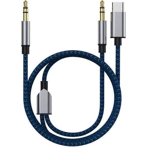 Câble répartiteur audio USB-C vers jack 3,5 mm tressé en nylon pour ordinateur portable, PC et téléphone.