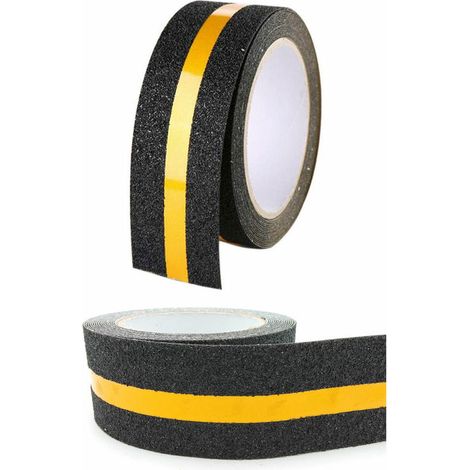 LAN Film lumineux noir bande antidérapante ceinture de sécurité d'escalier plancher coulissant intérieur et extérieur 1 pièce 5m 5cm bande réfléchissante jaune (1/5)
