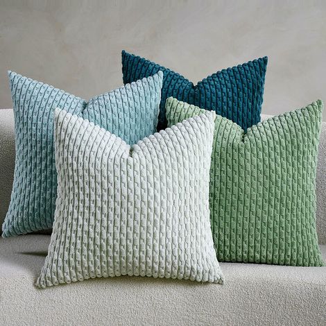 Housse Coussin Canape 45x45 Vert Clair Dégradé en Velours Côtelé, Lot de 4 Coussins Décoratifs Boheme pour Canapé, Salon et Chambre, Série Forest Green Super Doux Housse de Coussin 45x45 (1/5)