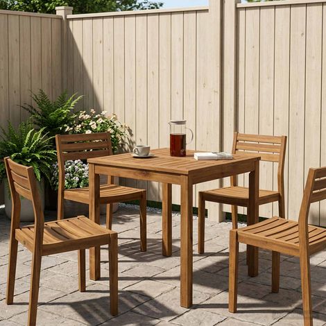 vidaXL Mesa de cena de jardín Natural 60 x 60,5 x 75 cm (1/5)