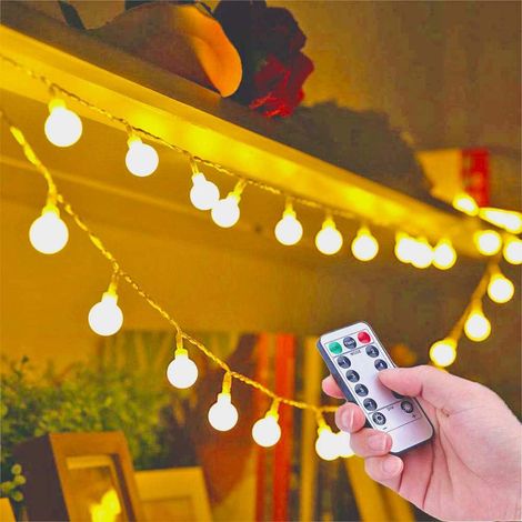 Guirlande lumineuse avec 8 modes d'éclairage 10 m 100 LED Blanc chaud pour fête, salon, chambre à coucher, jardin [Classe énergétique A++] (1/5)