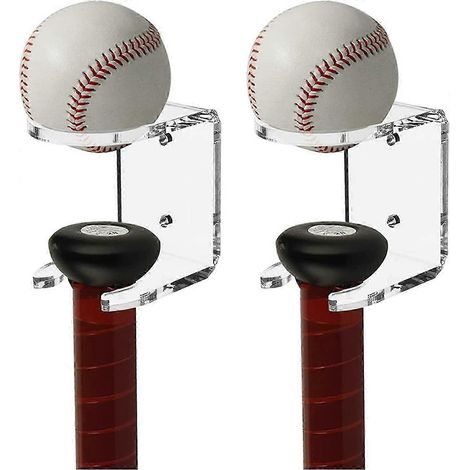 Support mural pour battes de baseball, lot de 2 supports muraux en acrylique antirouille, présentoir vertical pour battes. (1/4)