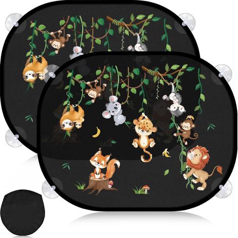 2er Set Sonnenschutz Auto Baby mit UV Schutz, 44x36.5 cm, Tier Motive (1/5)