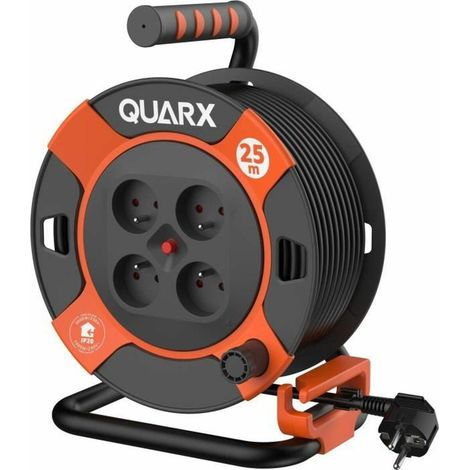 Kabeltrommel quarx 25 meter grau schwarz 3000 watt