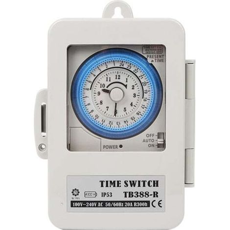 Mechanical Timer Switch TB388 PC Waterproof 24 Hours Daily Programmable Water Heater Lighting Timer AC 100250V 20A (1/5)