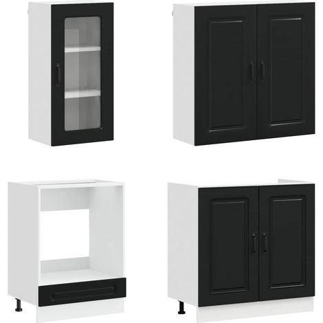 vidaXL Unidad de cocina KALMAR 8 uds. Negro Madera de ingeniería (1/2)
