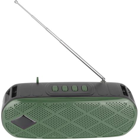 Enceinte Bluetooth portable solaire d'extérieur avec lampe torche et radio FM (verte)