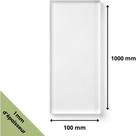 Plaque verre acrylique transparent 1 mm - 10 x 100 cm (100 x 1000 mm) - Verre synthétique - Plaque PET/APET - Plexiglass