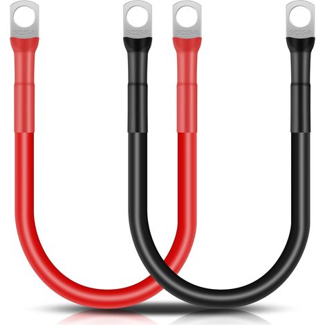 2 Pièces Cable Batterie Voiture 30cm 35mm² Câble Onduleur de Batterie 2AWG 12V avec M8 Cosses à œillets pour Camion Auto Moto Marine Solaire Noir et Rouge (1/5)