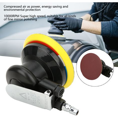Ponceuse pneumatique KP-654 125 mm, mini polisseuse à air comprimé avec papier abrasif velcro grain 180, outil de ponçage et polissage (1/5)